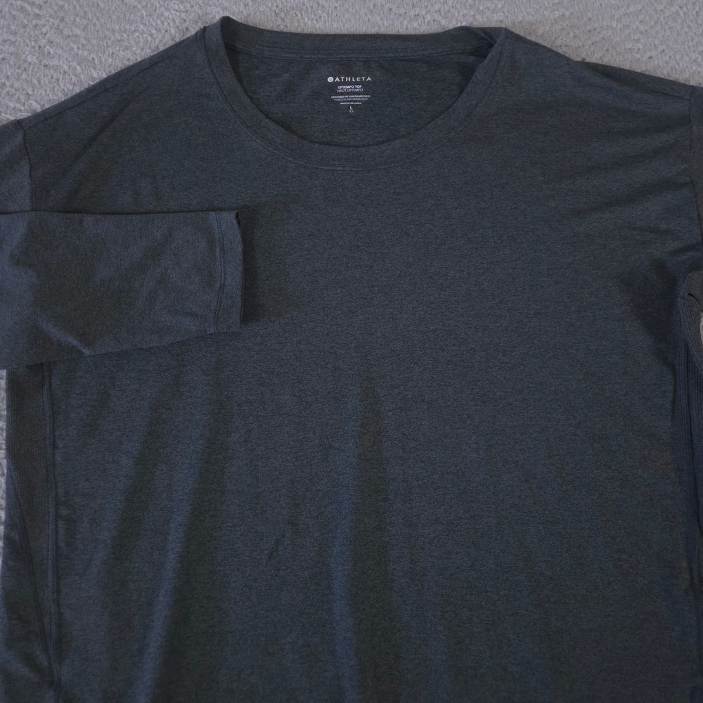 Athleta Top Womens Large Uptempo Heathered Long Sleeve Thumbholes Yoga Workout